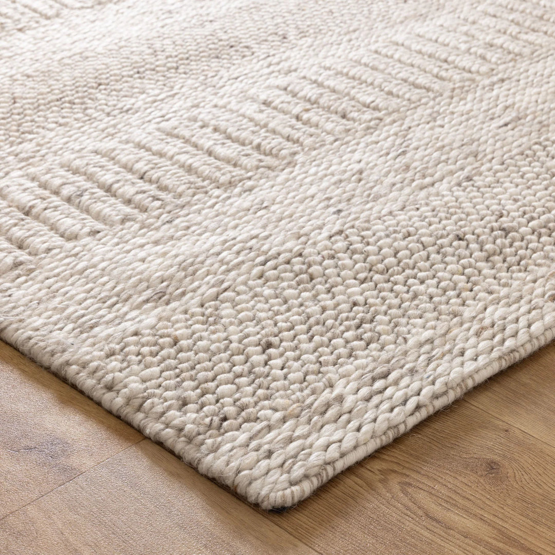 Style Beige Hand Woven Wool Floor Rug
