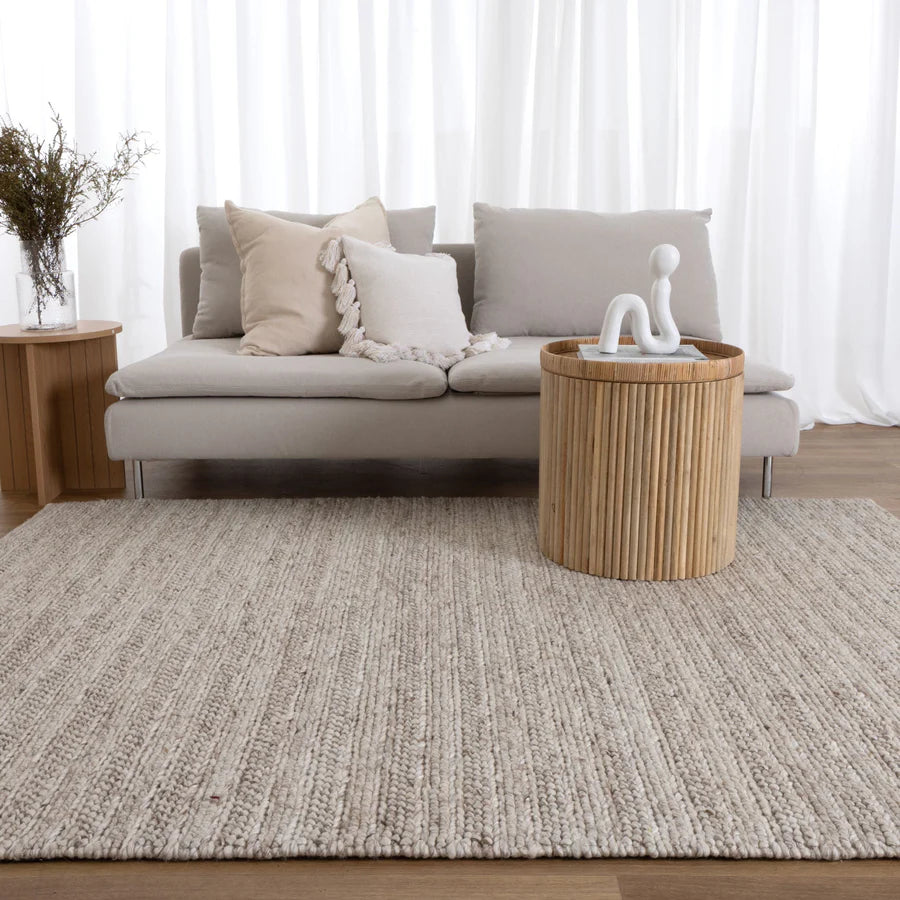 Style stitched Mix Beige Hand Woven Wool Floor Rug