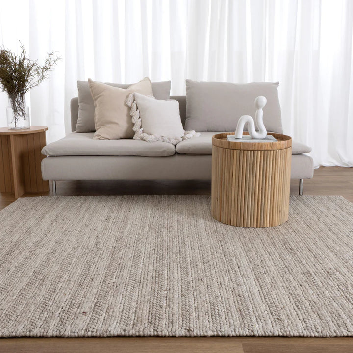 Style stitched Mix Beige Hand Woven Wool Floor Rug