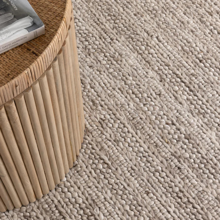 Style stitched Mix Beige Hand Woven Wool Floor Rug
