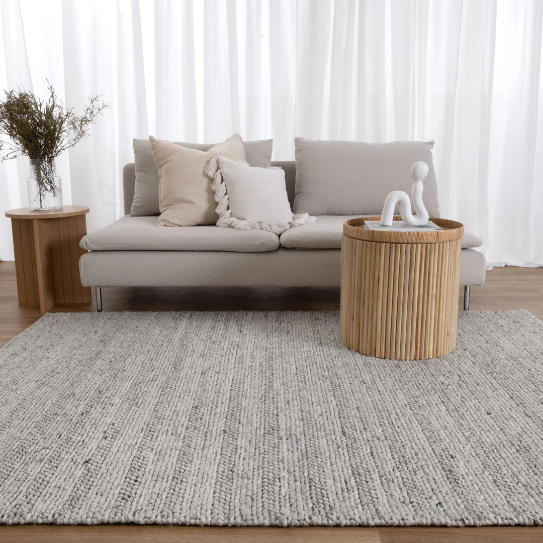 Style stitched Mix Grey Hand Woven Wool Floor Rug