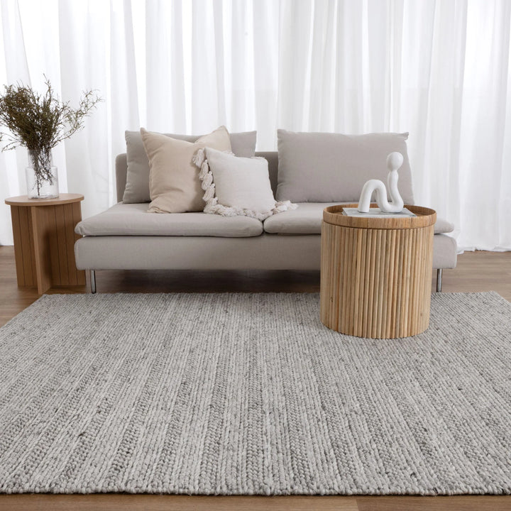 Style stitched Mix Grey Hand Woven Wool Floor Rug