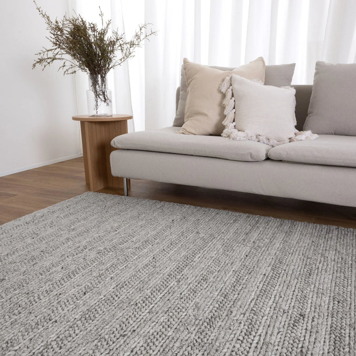 Style stitched Mix Grey Hand Woven Wool Floor Rug