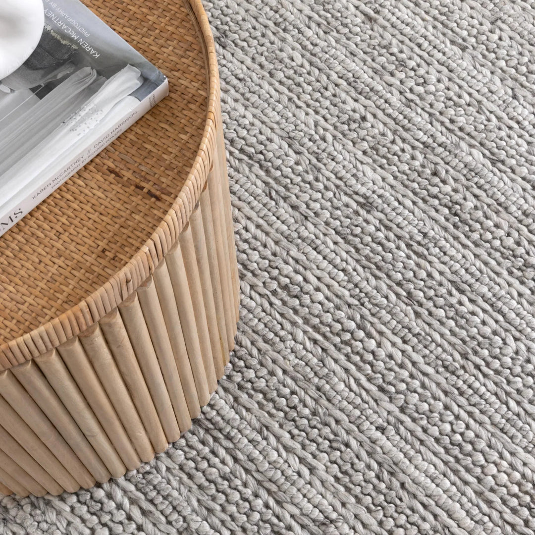 Style stitched Mix Grey Hand Woven Wool Floor Rug