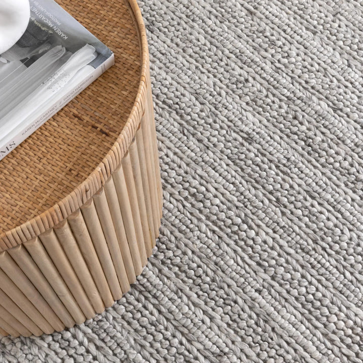 Style stitched Mix Grey Hand Woven Wool Floor Rug