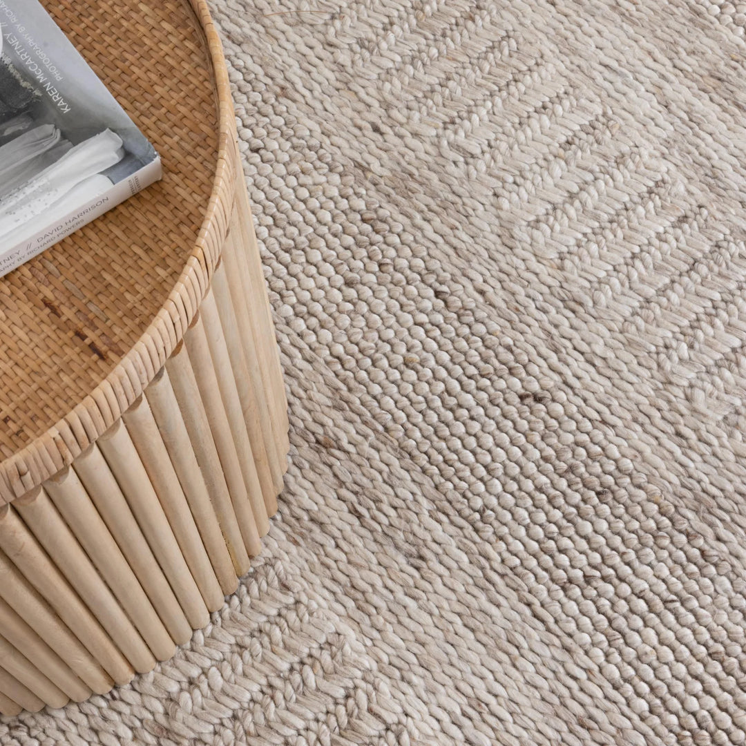 Style Beige Hand Woven Wool Floor Rug