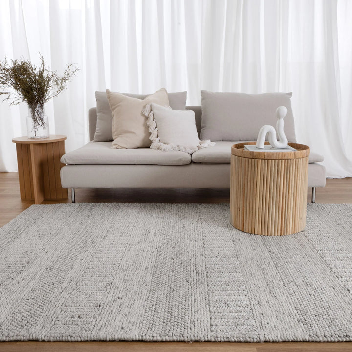Style Grey Hand Woven Wool Floor Rug