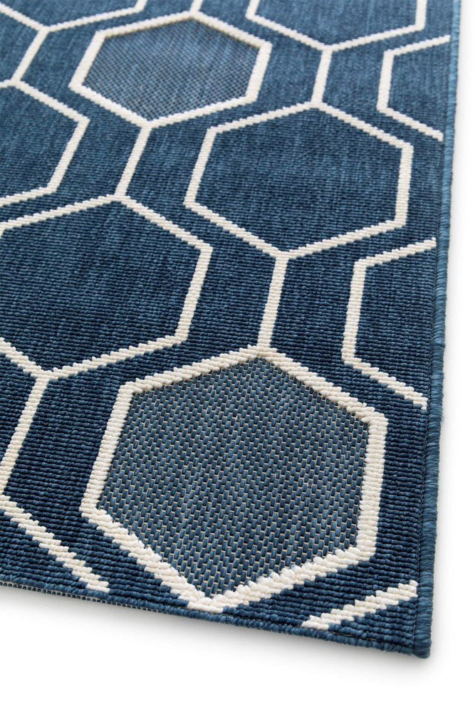 Bjorn Hive BLUE indoor outdoor floor rug