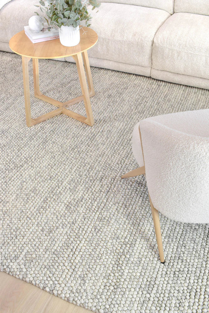PEBBLES SILVER MIST HAND WOVEN WOOL FLOOR RUG