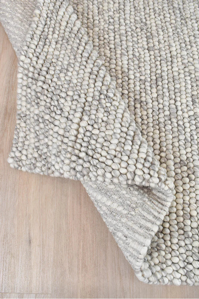 PEBBLES SILVER MIST HAND WOVEN WOOL FLOOR RUG