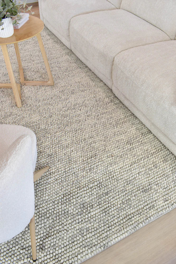 PEBBLES SILVER MIST HAND WOVEN WOOL FLOOR RUG
