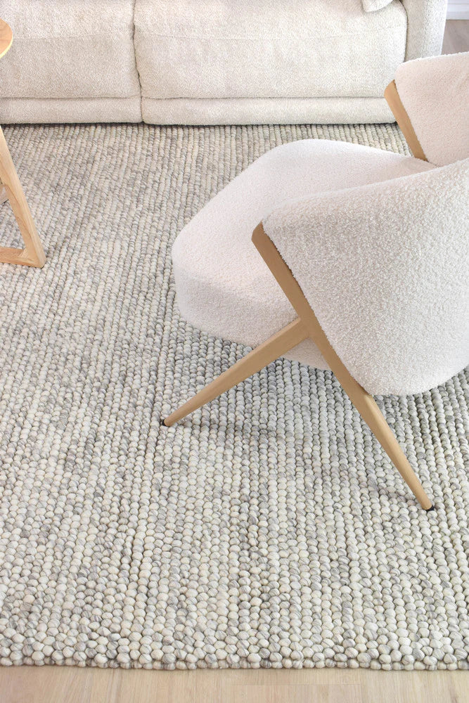 PEBBLES SILVER MIST HAND WOVEN WOOL FLOOR RUG
