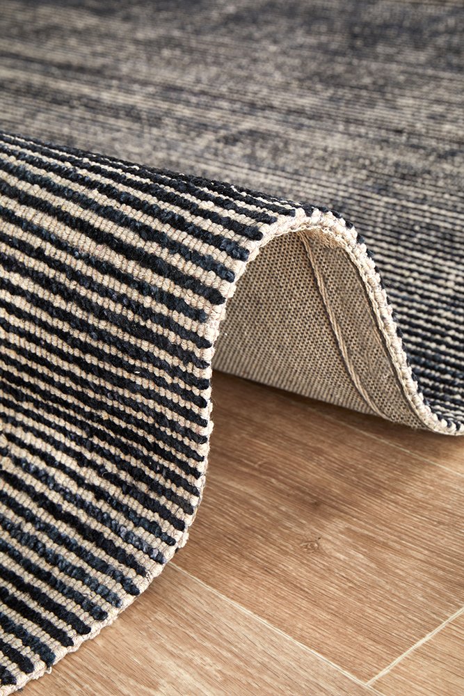 Allure Black Textured Easy care floor Rug