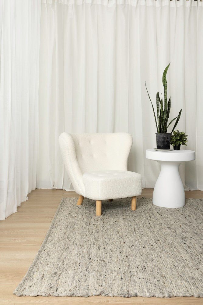MERINO PURE NZ WOOL NON FELTED NATURAL STONE FLOOR RUG