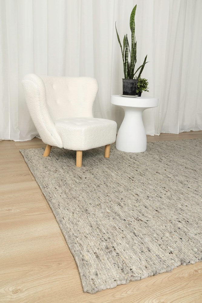 MERINO PURE NZ WOOL NON FELTED NATURAL STONE FLOOR RUG
