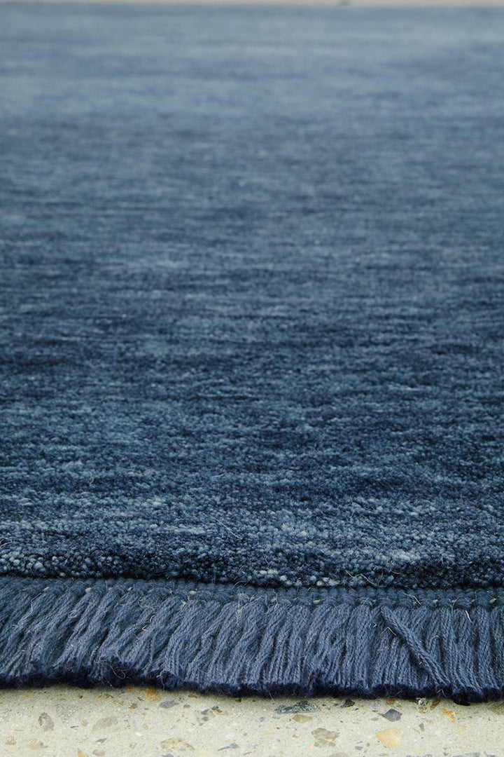 KINSHIP NAVY HAND WOVEN WOOL FLOOR RUG