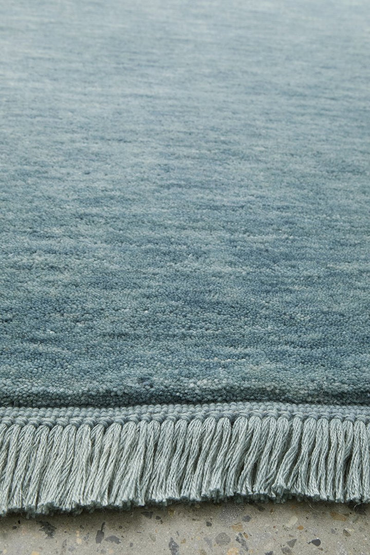 KINSHIP SKY BLUE HAND WOVEN WOOL FLOOR RUG