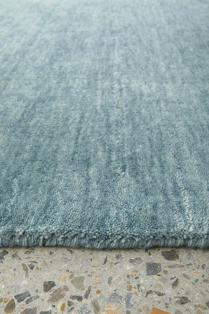 KINSHIP SKY BLUE HAND WOVEN WOOL FLOOR RUG