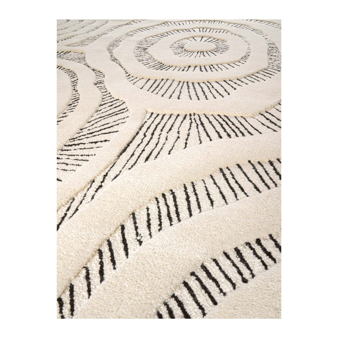 Cluadia Hand Tufted Bone Black Wool Floor Rug
