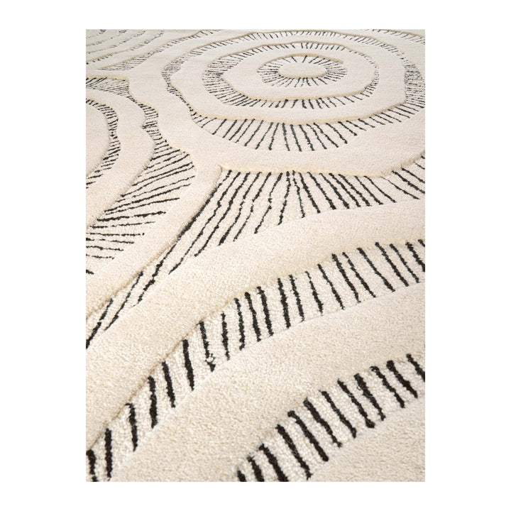 Cluadia Hand Tufted Bone Black Wool Floor Rug