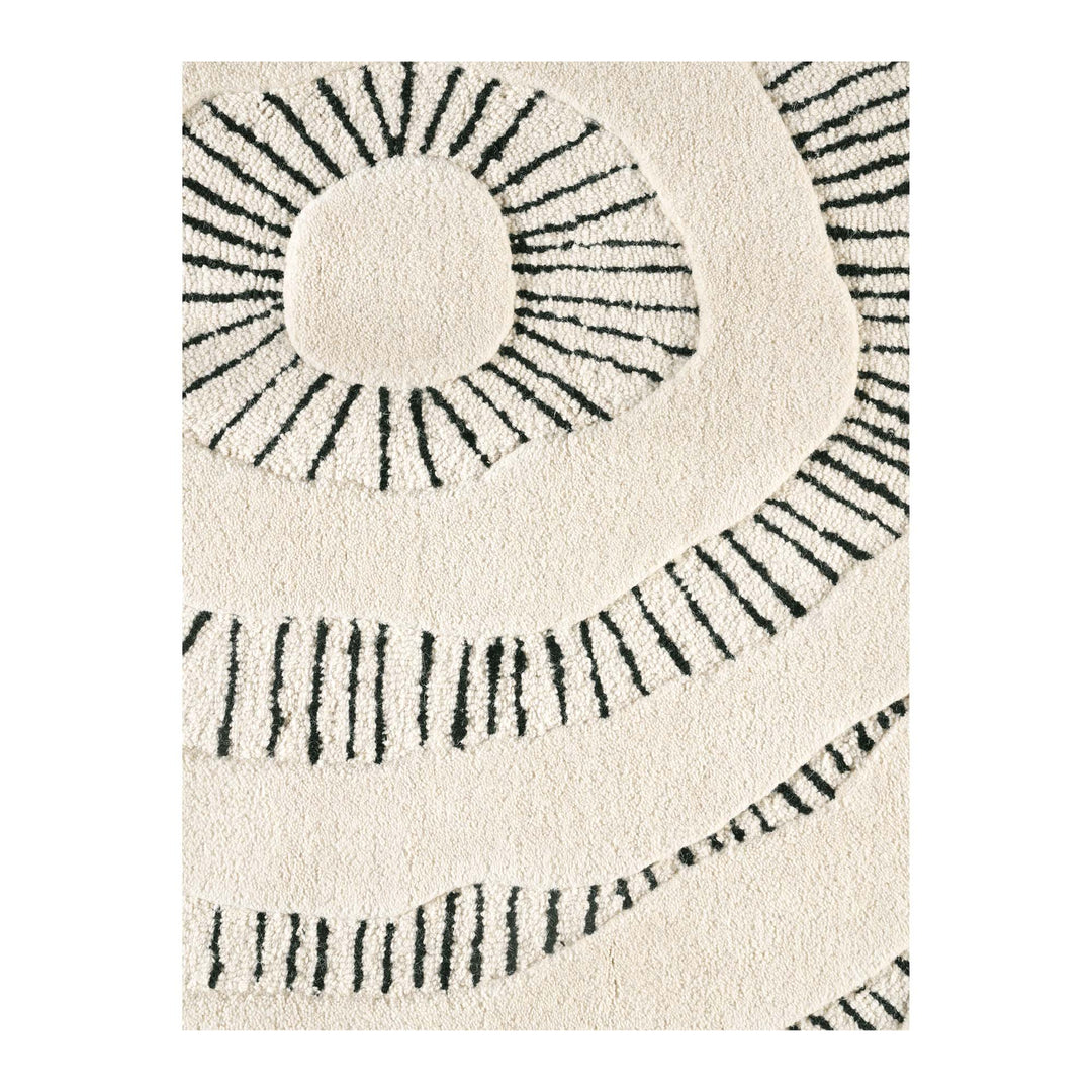 Cluadia Hand Tufted Bone Black Wool Floor Rug