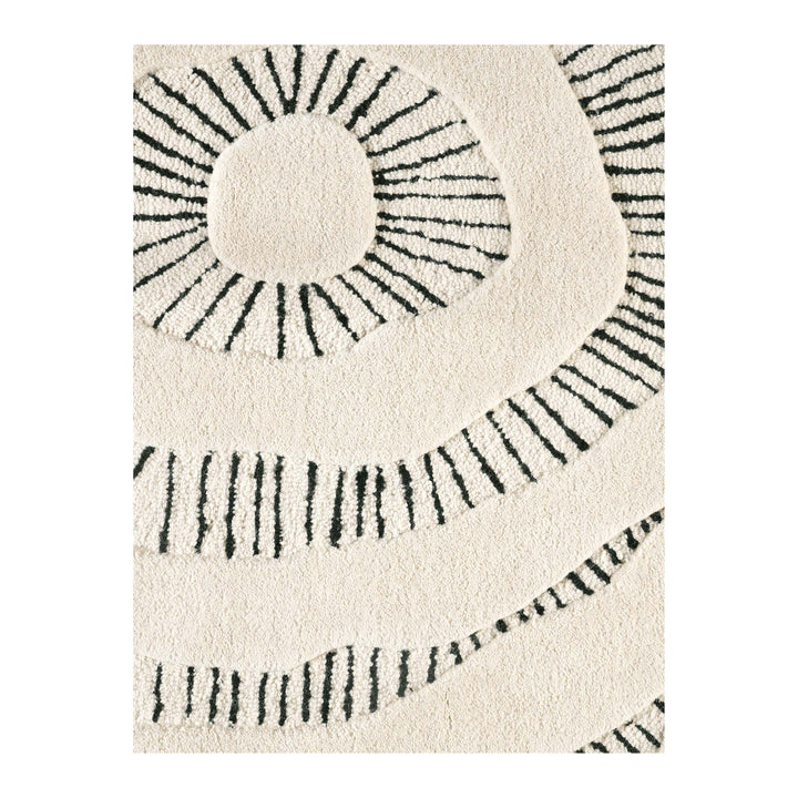 Cluadia Hand Tufted Bone Black Wool Floor Rug