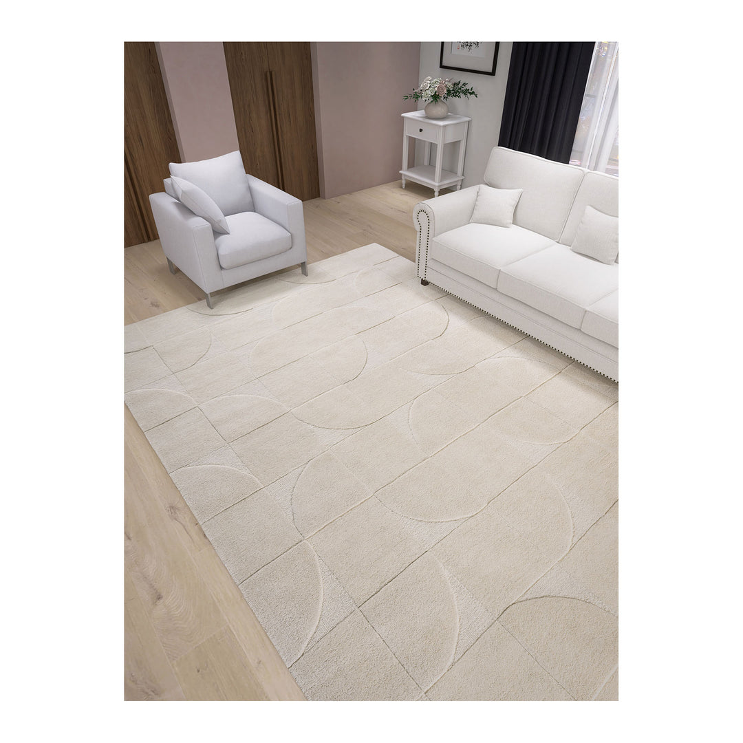 Cluadia White Hand Tufted Pure Wool FLoor Rug