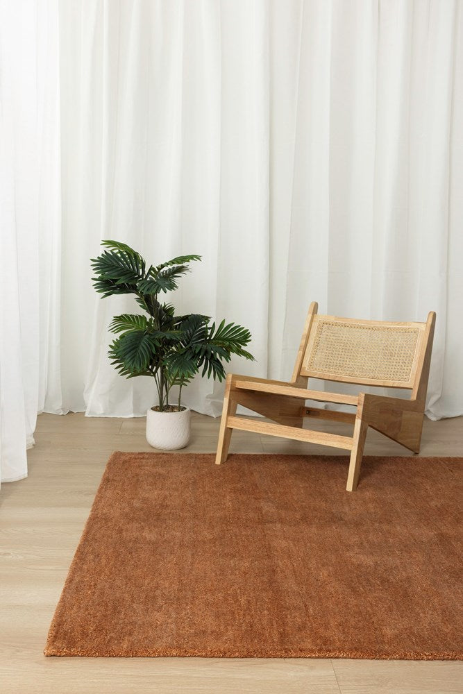 Zenith Rust PURE WOOL Hand Tufted Floor rug