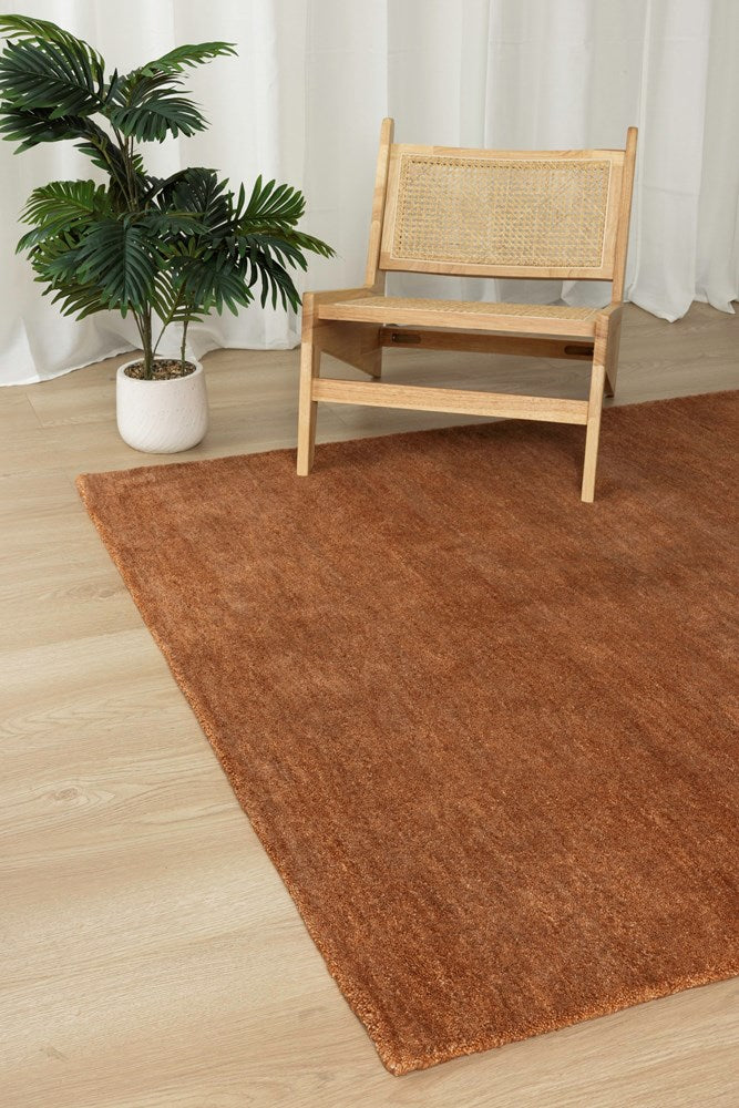 Zenith Rust PURE WOOL Hand Tufted Floor rug