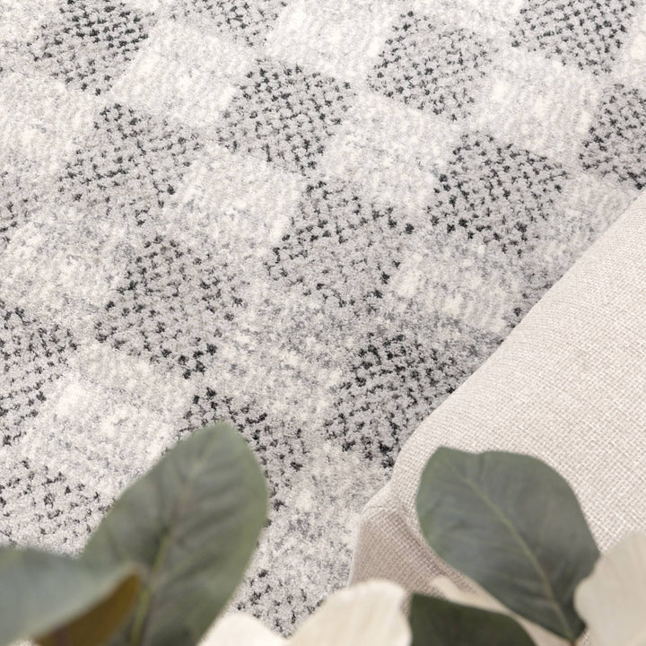 Palma Grey Checkered Rug