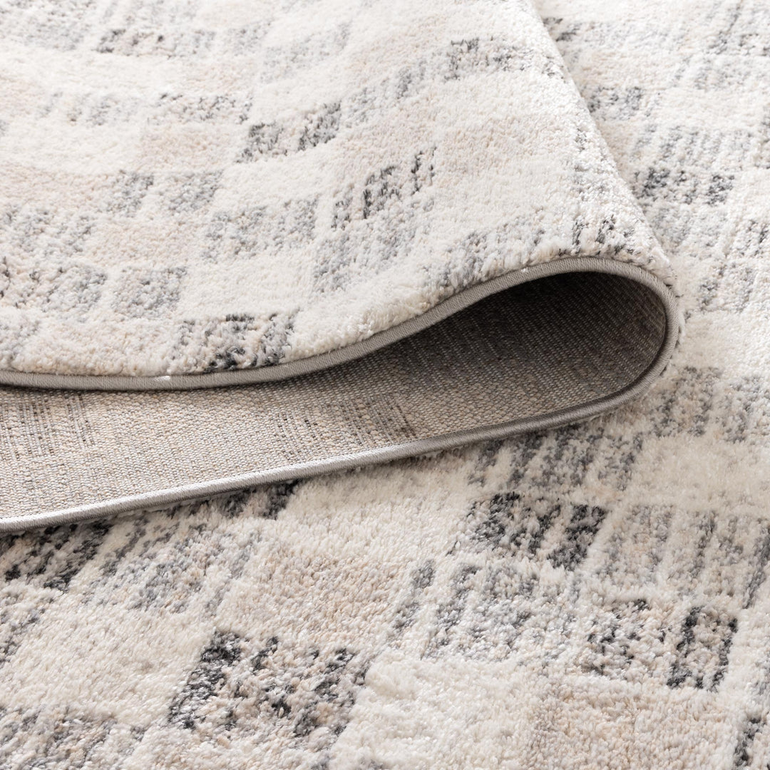 Palma Grey Beige Checkered Rug - D004