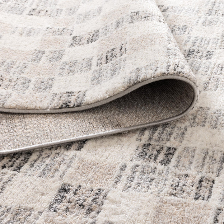 Palma Grey Beige Checkered Rug - D004