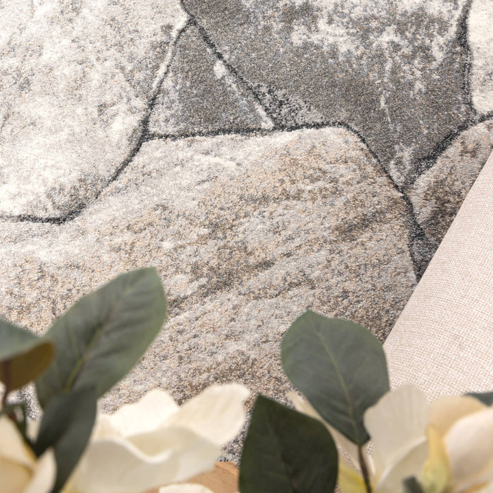 Palma Grey Beige Sandstone Rug - D006
