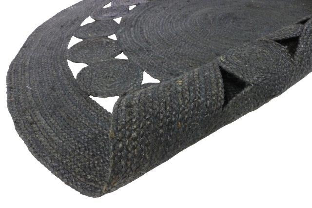 DOT ROSE BLACK JUTE FLOOR RUG