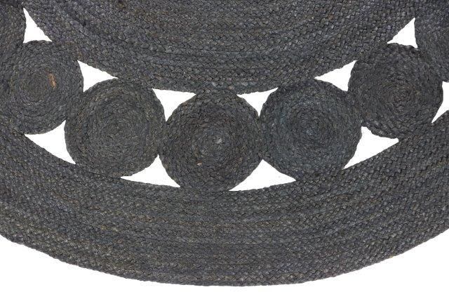 DOT ROSE BLACK JUTE FLOOR RUG