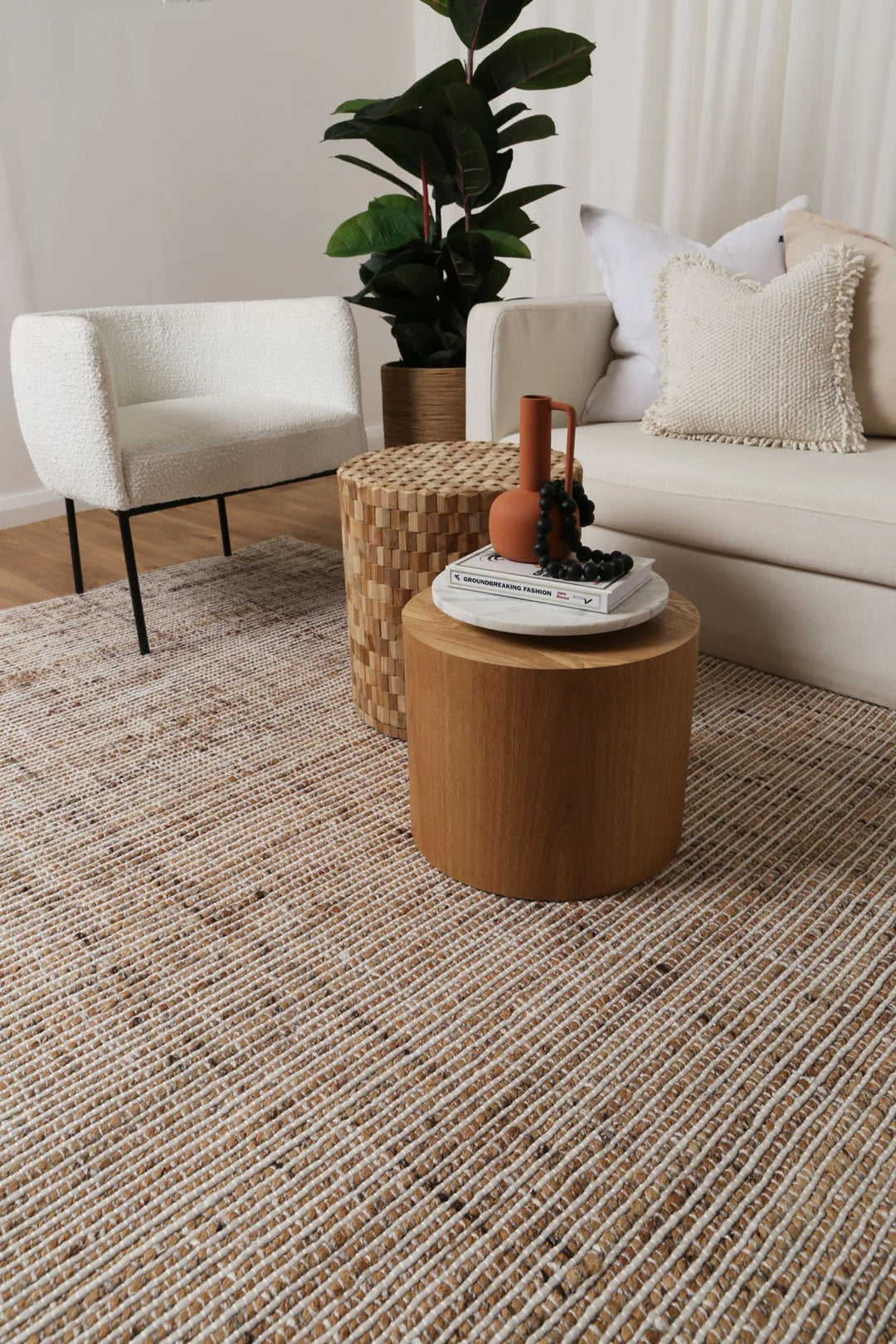 Dune Natural Ivory Jute & Wool Hand woven floor rug
