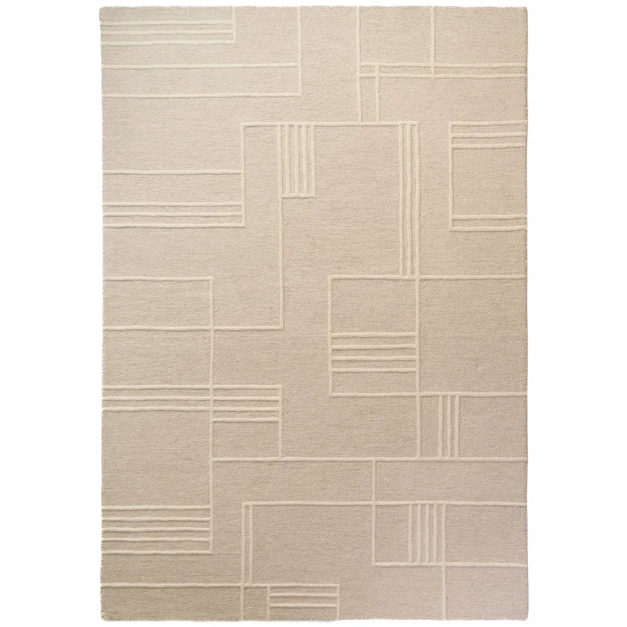 Fabien Handtufted Wool Blocks Beige