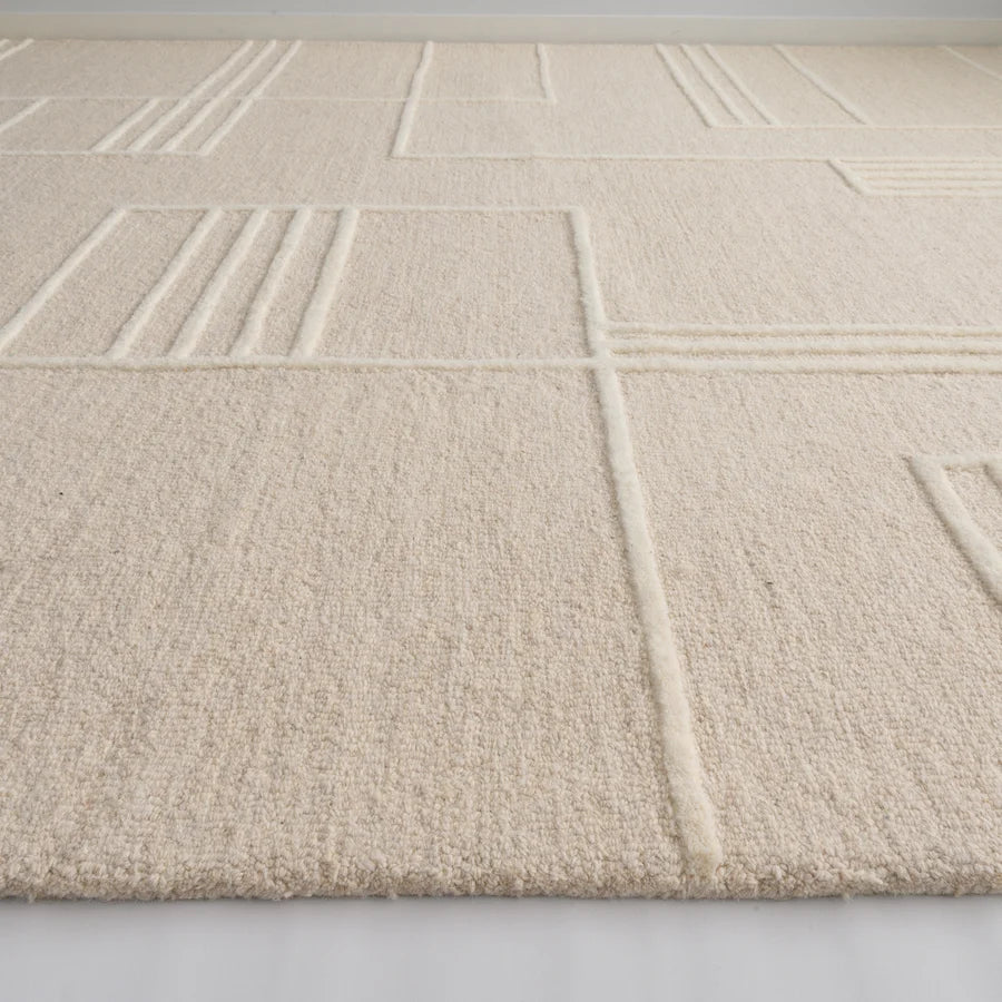 Fabien Handtufted Wool Blocks Beige