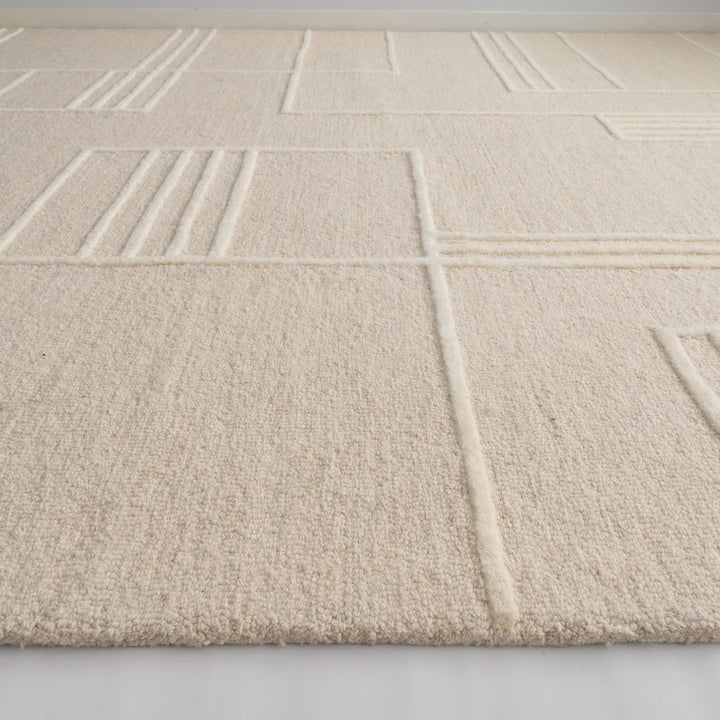 Fabien Handtufted Wool Blocks Beige