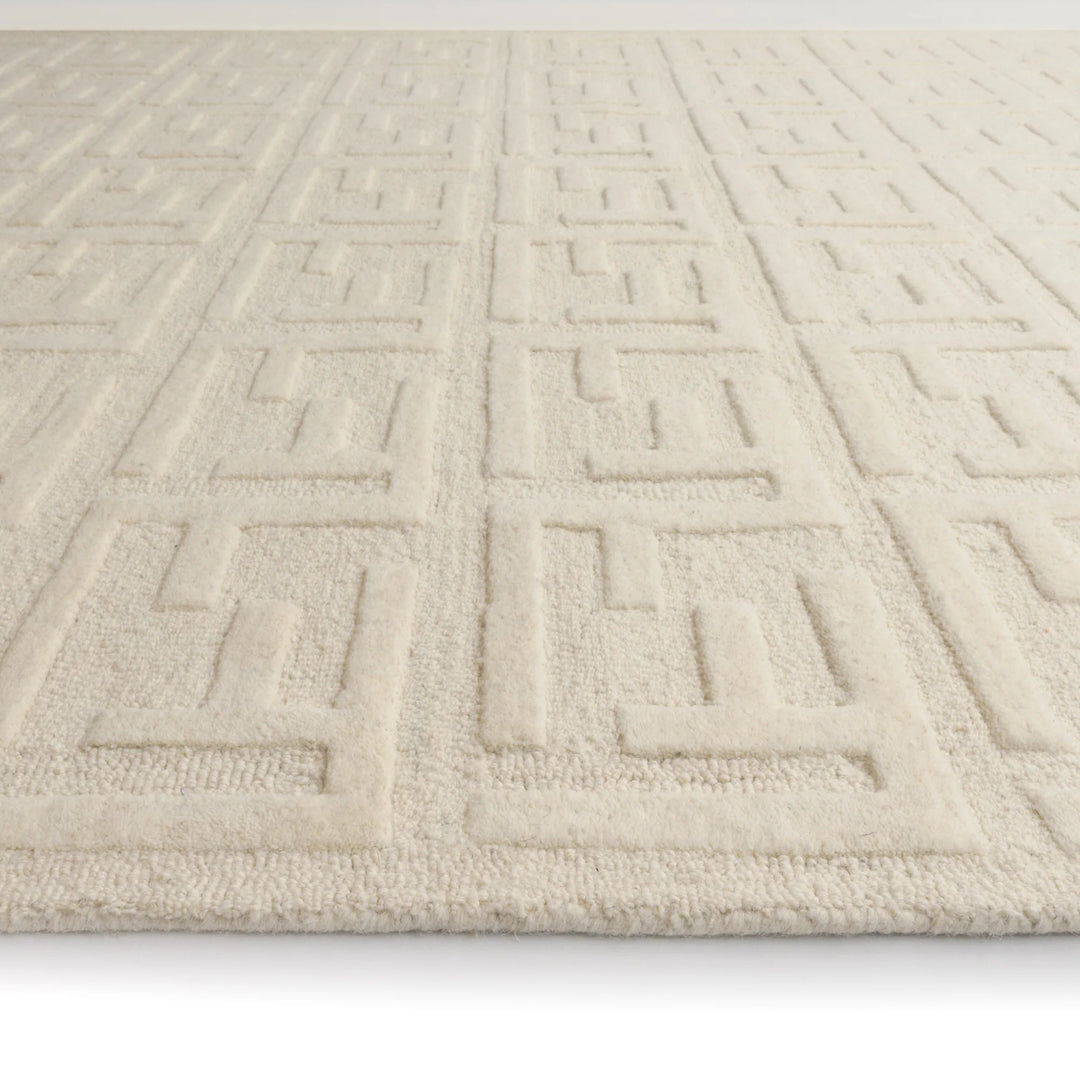 Fabien Hand Woven Monogram Creme Wool rug