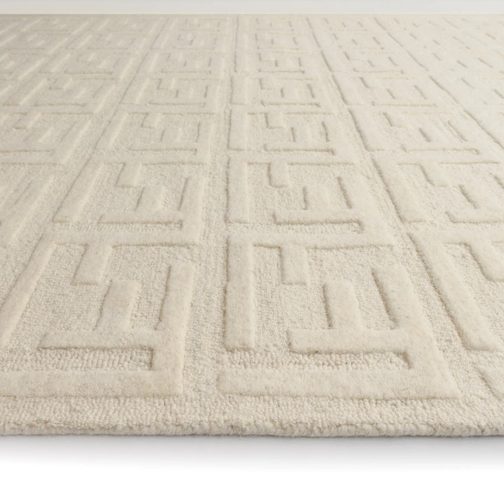 Fabien Hand Woven Monogram Creme Wool rug