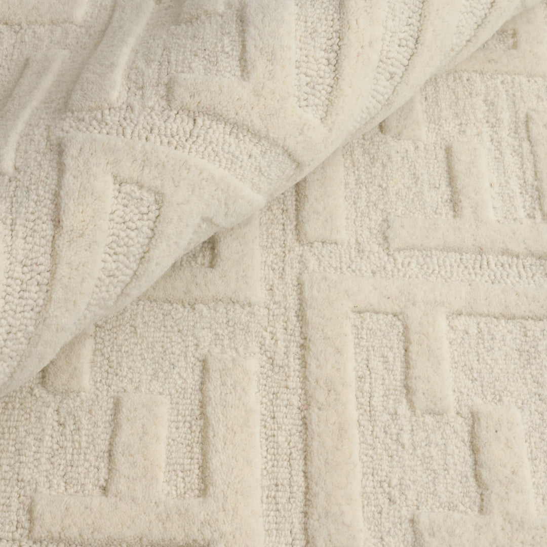 Fabien Hand Woven Monogram Creme Wool rug