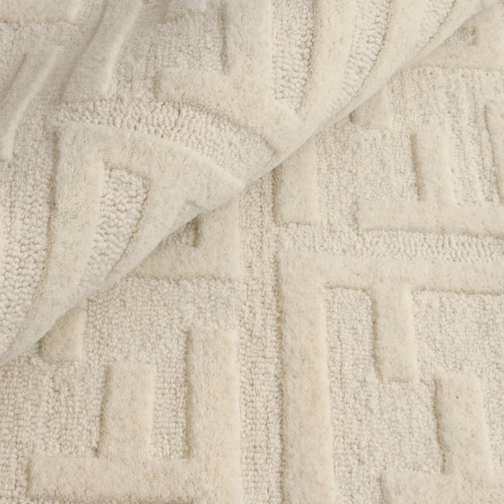 Fabien Hand Woven Monogram Creme Wool rug