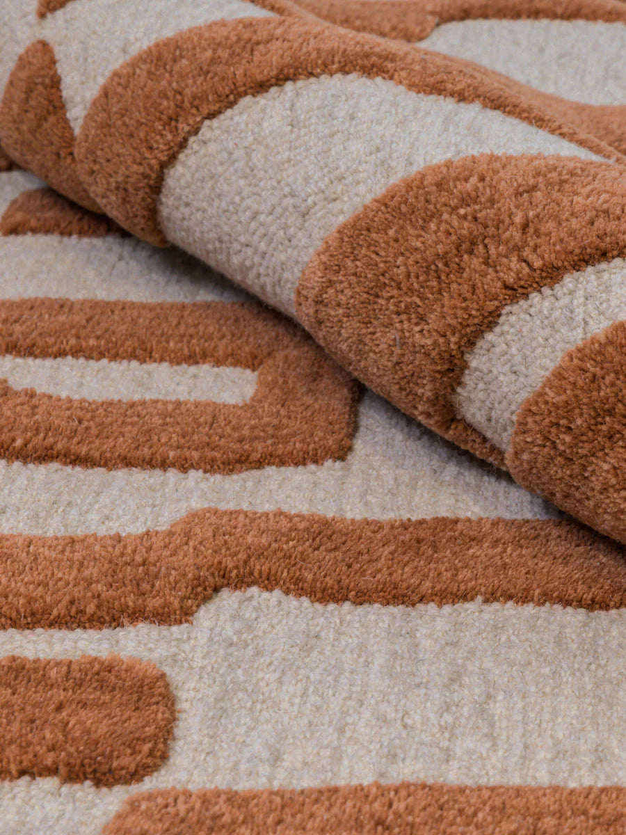 Fabien Handtufted  Wool Rust Maze