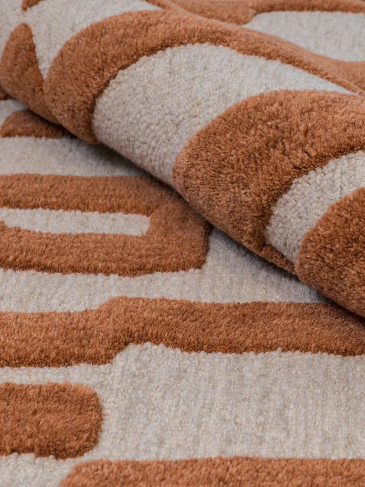 Fabien Handtufted  Wool Rust Maze
