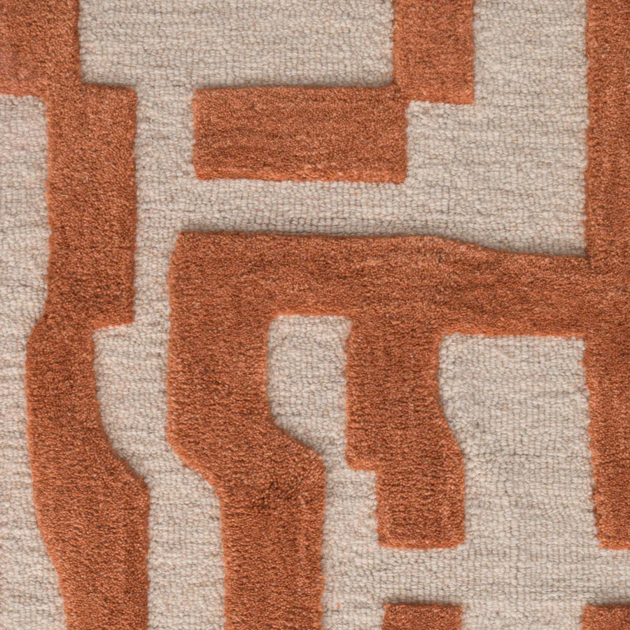 Fabien Handtufted  Wool Rust Maze