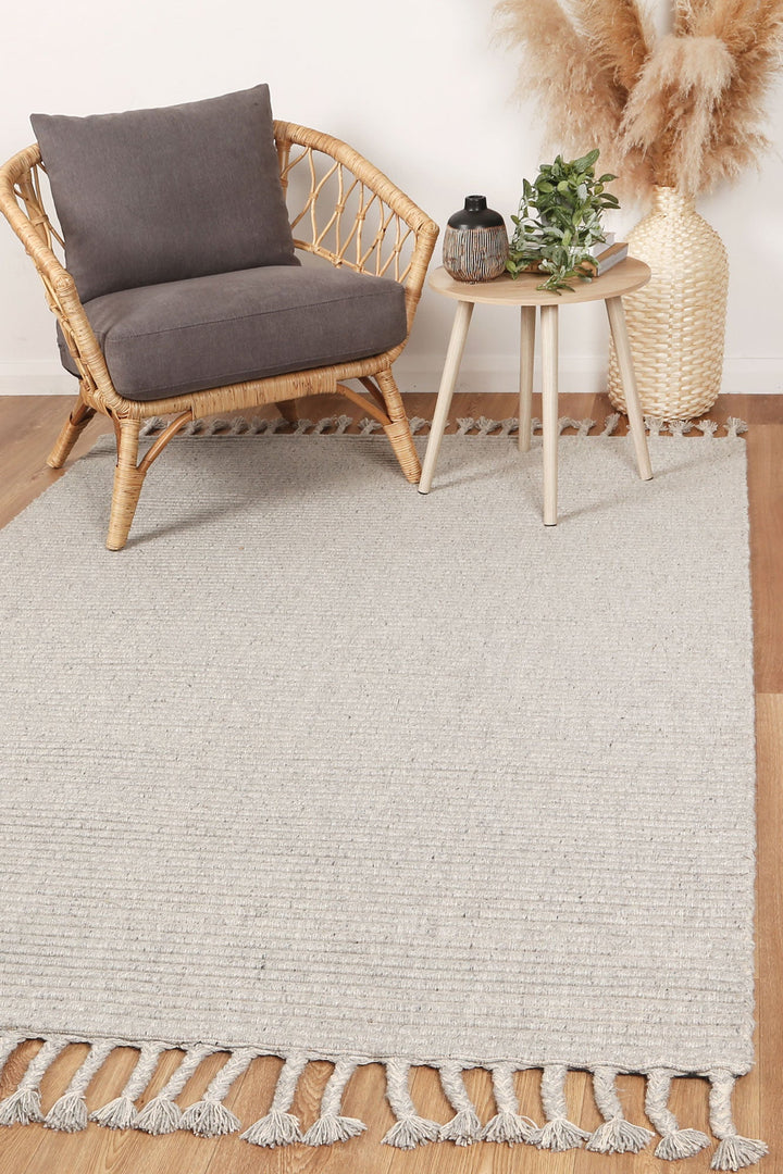 Luxy Hand Woven Grey Wool Floor Rug