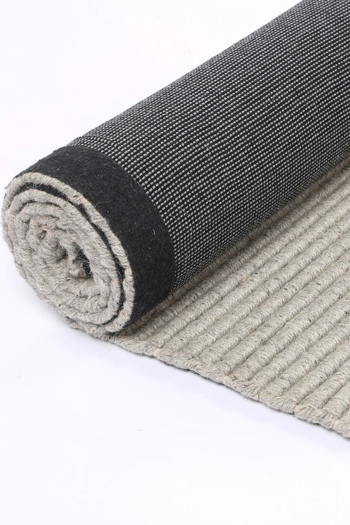 Luxy Hand Woven Grey Wool Floor Rug