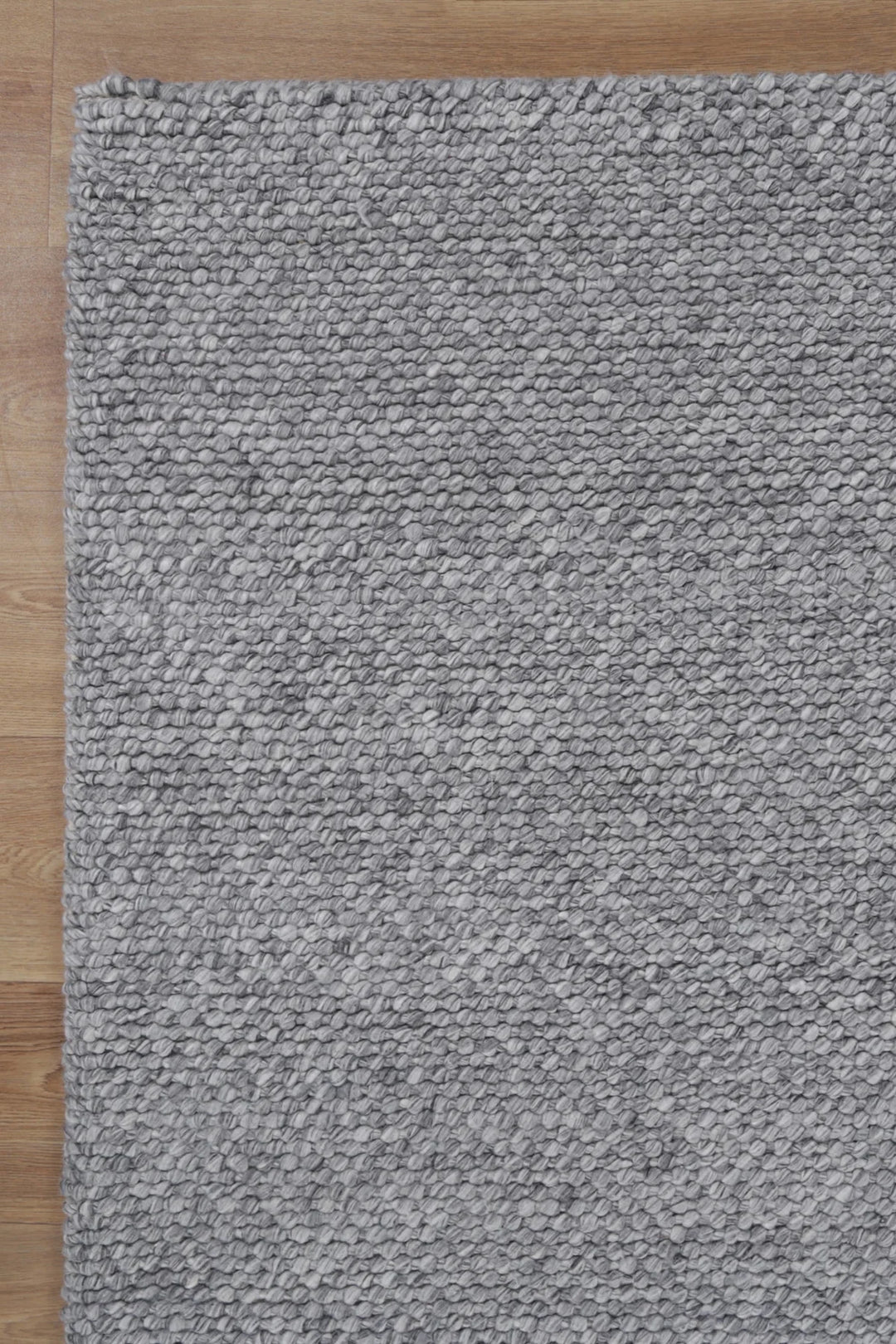 LOOPY GREY HAND WOVEN WOOL FLOOR RUG