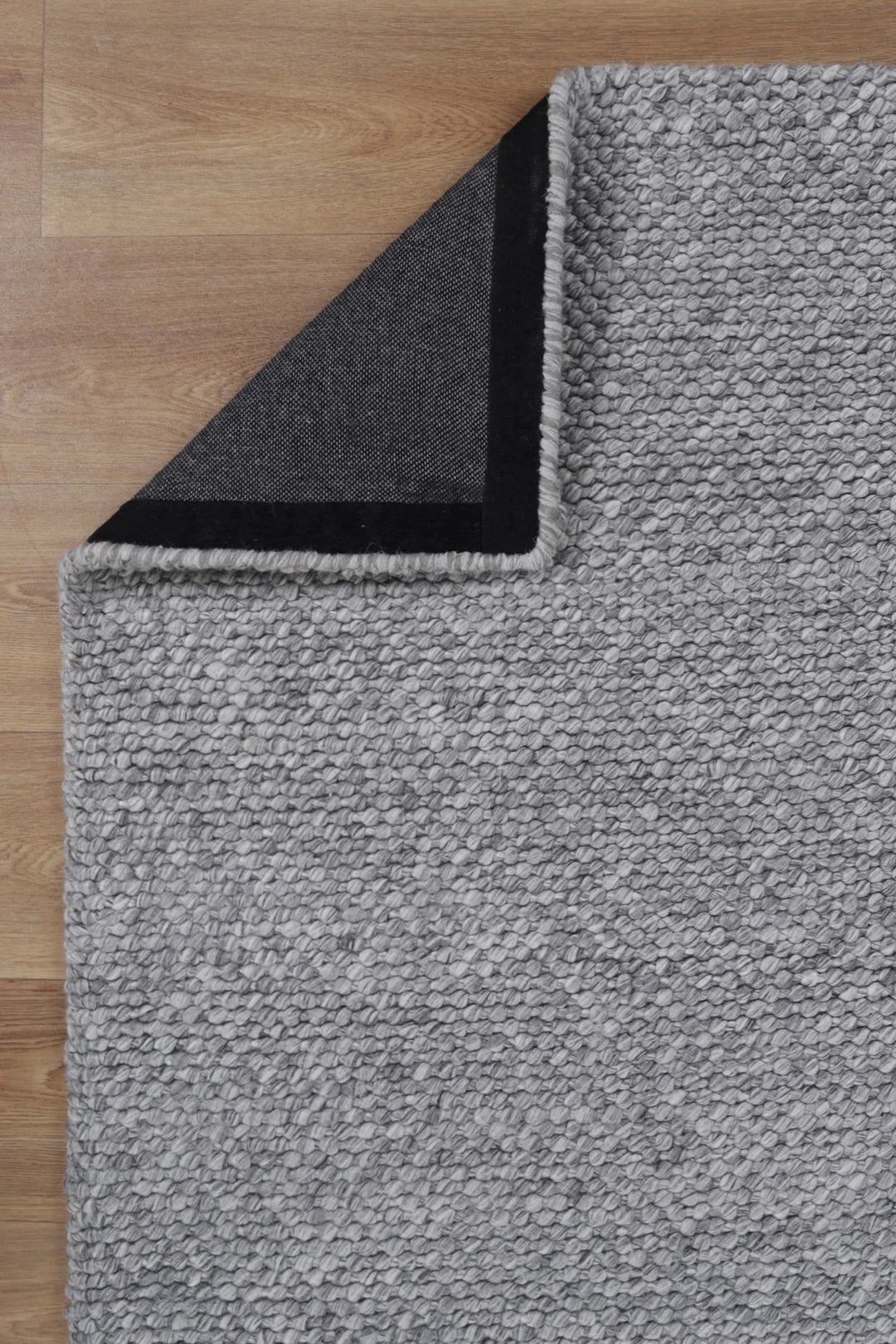 LOOPY GREY HAND WOVEN WOOL FLOOR RUG